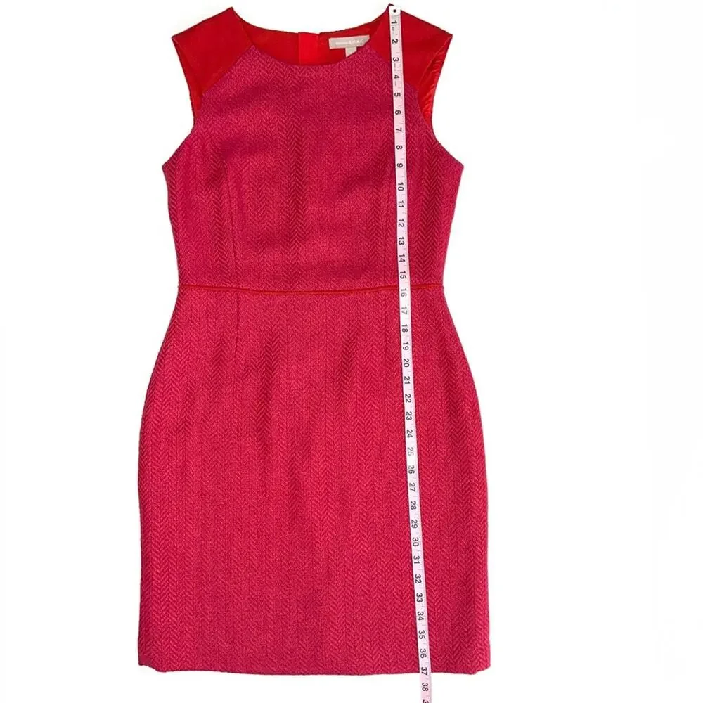 Banana Republic Textured Wool Blend Red Pink Sheath Dress Size 6 - Picture 12 of 13